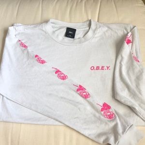 OBEY Neon Pink Rose Long Sleeve